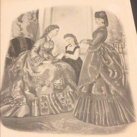 1800’s 9.5x8in GODEY’s Fashions print Rare - Picture 2 of 4